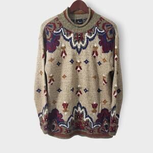 Vintagecore Lizsport Fairisle Wool Sweater Sz Small Cottagecore Nordic Grandma